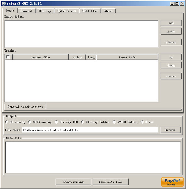 tsMuxeR screenshot