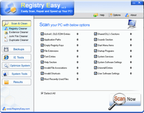 Registry Easy repair registry screenshot