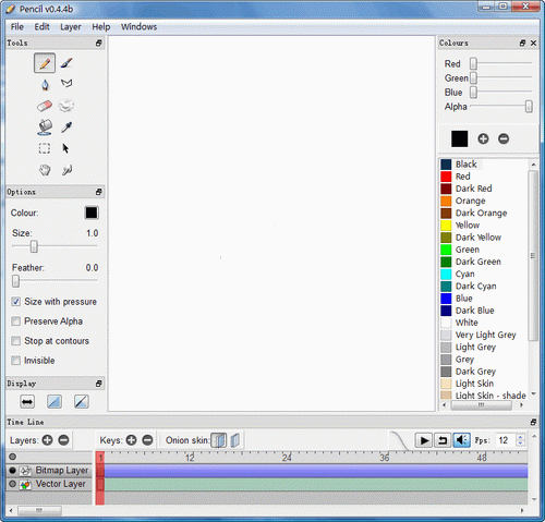 Screenshot of 2D animation production software Pencil