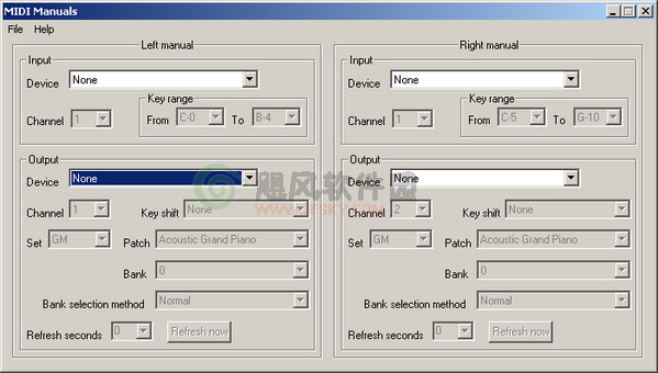 Screenshot of MIDI Manuals tool to split music files