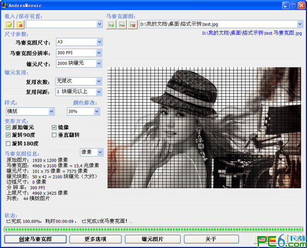 Screenshot of photomontage production (AndreaMosaic)