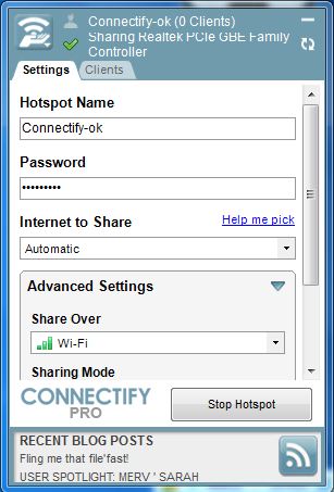 Connectify screenshot