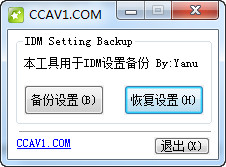 Screenshot of IDM settings backup tool