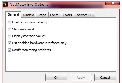 Screenshot of network traffic monitor NetMeter