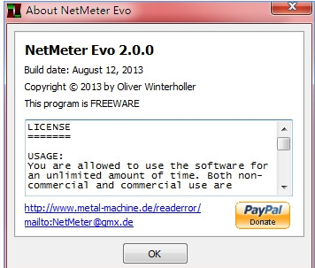 Screenshot of network traffic monitor NetMeter