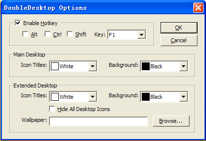 Screenshot of dual desktop switching software