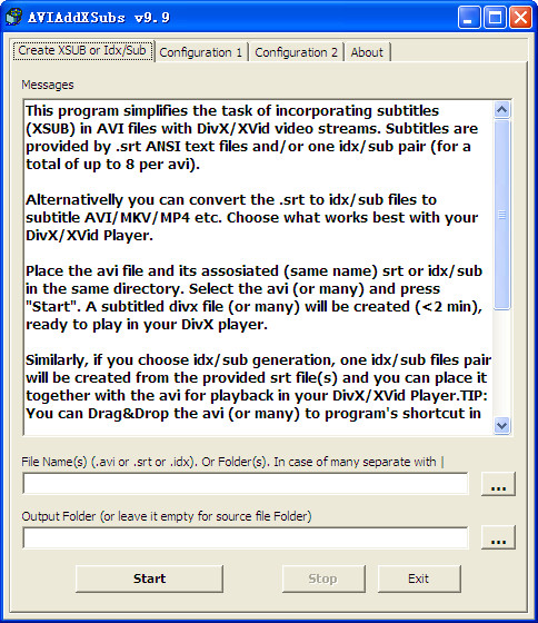 AVIAddXSubs (AVI subtitle editing software) screenshots