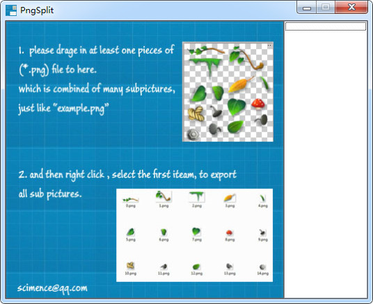 PngSplit (PNG image splitting software) screenshot