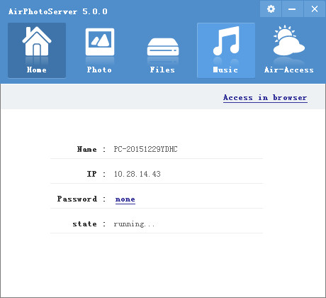 Screenshot of AirPhotoServer (picture web server)