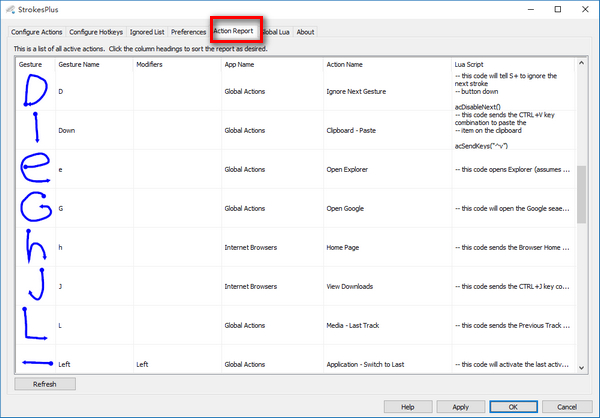 StrokesPlus win8 mouse gesture settings screenshot