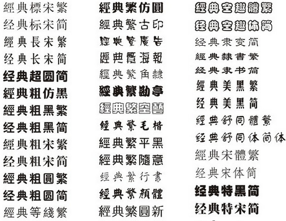 Screenshots of the most complete Chinese font library